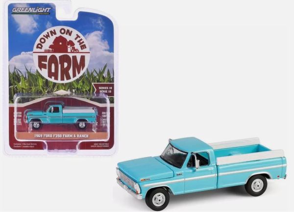 GREEN48100-C - FORD F250 Farm & Ranch 1969 blauw uit de DOWN ON THE FARM serie 10 in blisterverpakking - 1