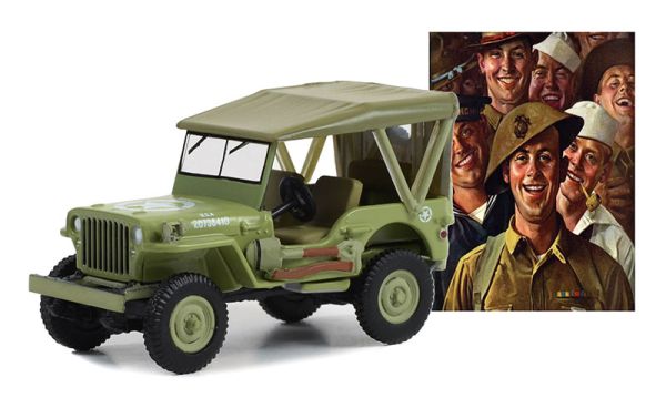 GREEN54080-B - Willys MB JEEP 1945 U.S. Army uit de serie NORMAN ROCKWELL in blisterverpakking - 1