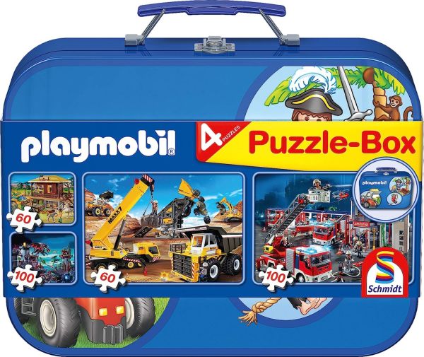 SCM55599 - 4 PLAYMOBIL Box Blue 60 en 100 Stuks Puzzels - 1