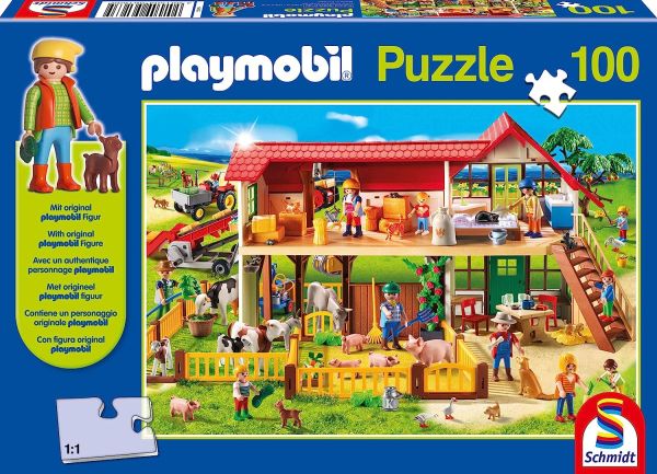 SCM56163 - 100 Stuks PLAYMOBIL Boerderij puzzel met figuur - 1