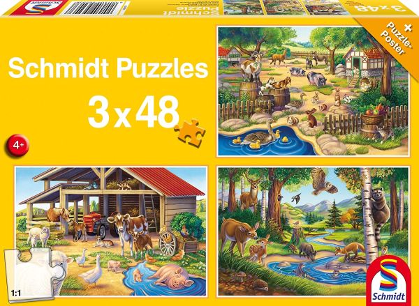 SCM56203 - 3 Puzzels 48 stukjes al mijn favoriete dieren - 1