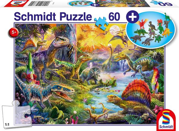 SCM56372 - 60 Stuks Dinosaurus puzzel met figuren - 1