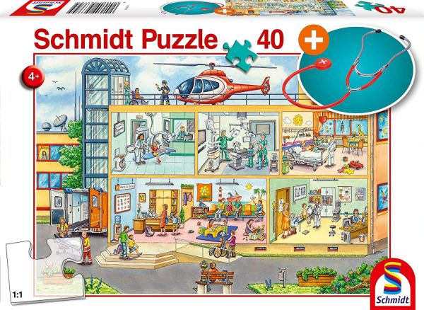 SCM56374 - 40 Stuks Kinderziekenhuis puzzel met stethoscoop - 1