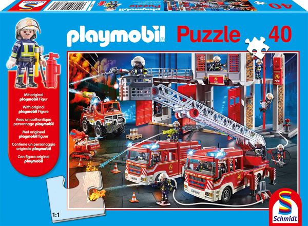 SCM56380 - 40 Stuks Brandweerman puzzel PLAYMOBIL met figuur - 1