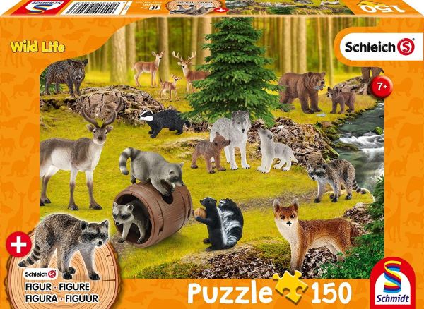 SCM56406 - 150 Stuks puzzel SCHLEICH wilde dieren met beeldje - 1