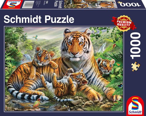 SCM58986 - Puzzel 1000 stukjes Tijgerin en haar welpen - 1