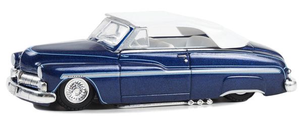 GREEN63050-B - MERCURY Eight Chopped Top cabriolet 1950 Blauw en wit uit de CALIFORNIA LOWRIDERS serie in blisterverpakking - 1