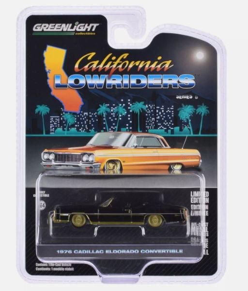 GREEN63070-F - CADILLAC Eldorado convertible 1976 zwart en goud uit de CALIFORNIA LOWRIDERS serie in blisterverpakking - 1