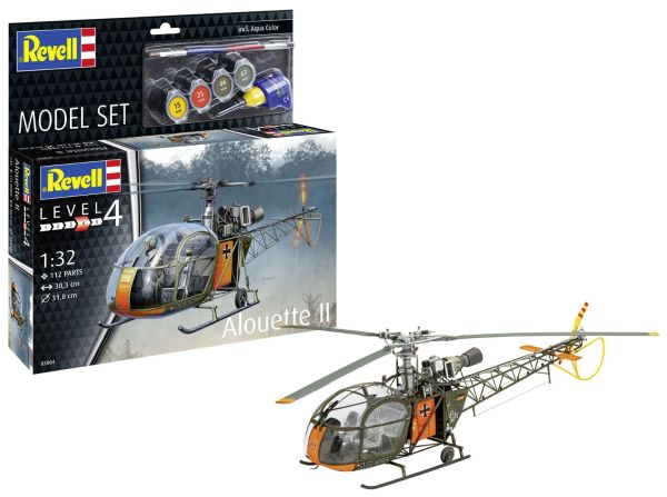 REV63804 - MODEL SET - Alouette II helikopter met verf om in elkaar te zetten - 1