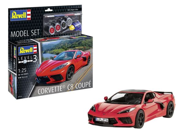 REV67714 - MODEL SET - CORVETTE C8 Coupé met verf om te monteren - 1