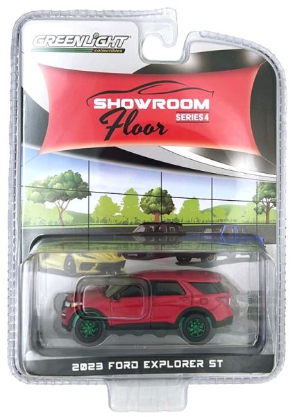 GREEN68040-C_VERT - FORD Explorer ST 2023 Rood met groene SHOWROOM FLOOR wielen in blisterverpakking - 1