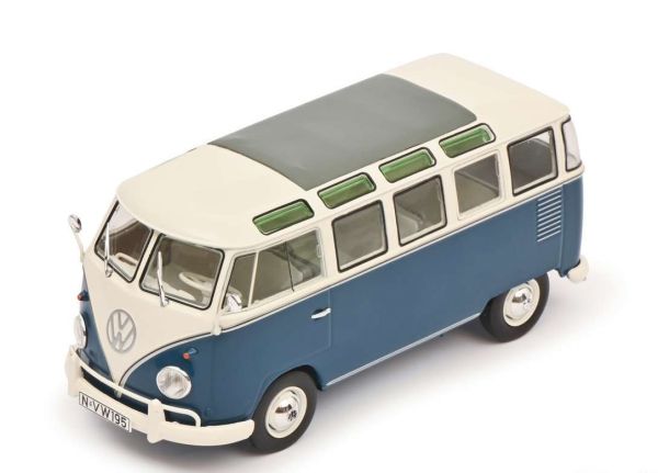 SCH7874 - VOLKSWAGEN Type 1 Samba Bus Blauw en Wit - 1