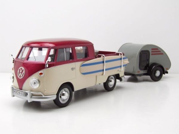 MMX79673 - VOLKSWAGEN Type 2 Pick-up met caravan en surfplank - 1