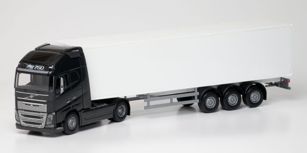 EMEK81133 - VOLVO FH16 GL 750 XL 4x2 zwart met witte 3-asser trailer - 1