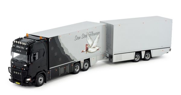 TEK83180 - SCANIA S HIGHLINE 6x2 bakwagen met 2-assige aanhangwagen SAM STAR FLOWERS - 1