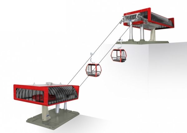 JC84481 - Skilift met 2 gondels - Rood en zwart - 1