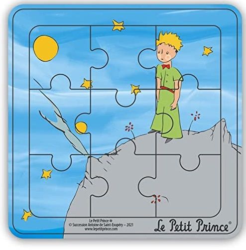 MGM865007-C - Houten kaderpuzzel 9 stukjes DE KLEINE PRINCE op de heuvel - 1