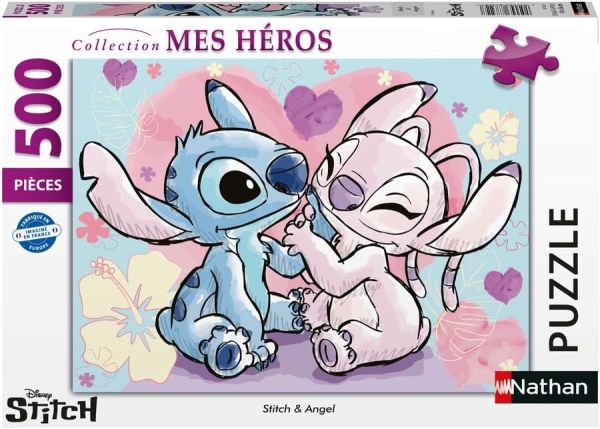 NAT873227 - Puzzel 500 stukjes DISNEY Stitch en Engel - 1