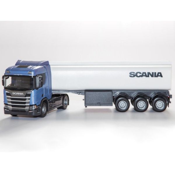 EMEK90600 - SCANIA R450 4x2 metallic blauw met 3-assige tankaanhangwagen - 1