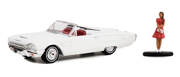 GREEN97140-B - FORD Thunderbird cabrio 1965 Wit met vrouw in jurk uit THE HOBBY SHOP serie in blisterverpakking - 1