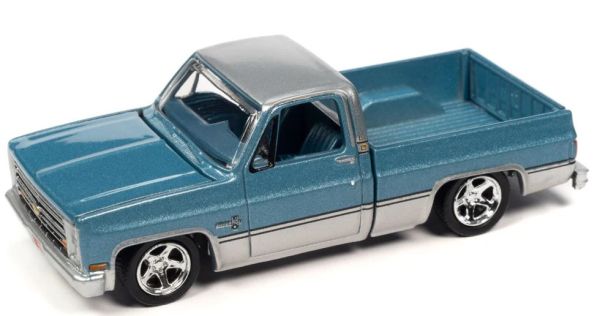 AW64402B-D - CHEVY Silverado Fleeside 1985 blauw en grijs – in blister - 1