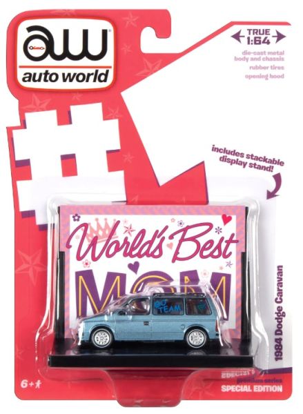 AMMAWAC017-A - DODGE Caravan 1984 blauw WORLD'S BEST MOM in blisterverpakking - 1