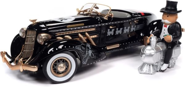 AWSS140 - AUBURN 831 Speedster 1935 Zwart en goud MONOPOLY met figuur - 1