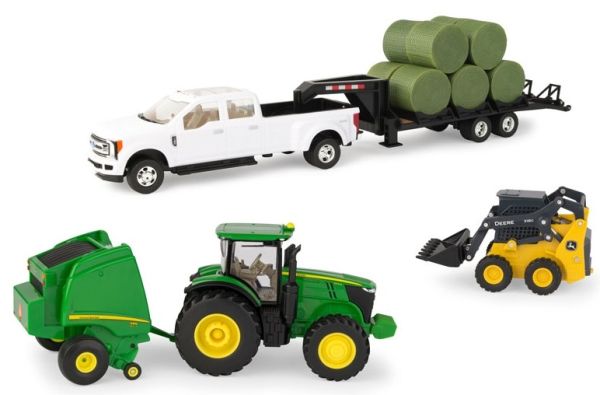 ERT46771 - Set met JOHN DEERE 7230R en balenpers 569; 4x4; dieplader en schranklader 318G - 1