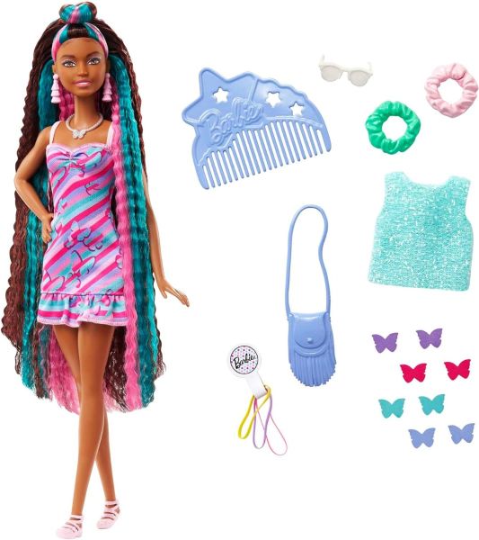 MATHCM91 - Barbie Helemaal Haar - Fantasie haar met accessoires en vlinders - 1