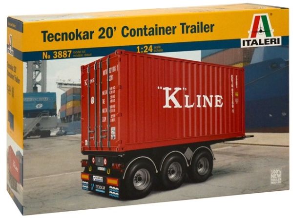 ITA3887 - TECNOKAR 3-assige containeraanhanger met 20-voet Kline containermodel om te monteren en te schilderen - 1