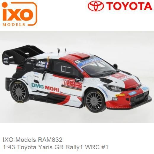 IXORAM832 - TOYOTA GR Yaris Rally 1 #1 OGIER/VEILLAS Rallye WRC Monte Carlo 2022 wit en rood - 1