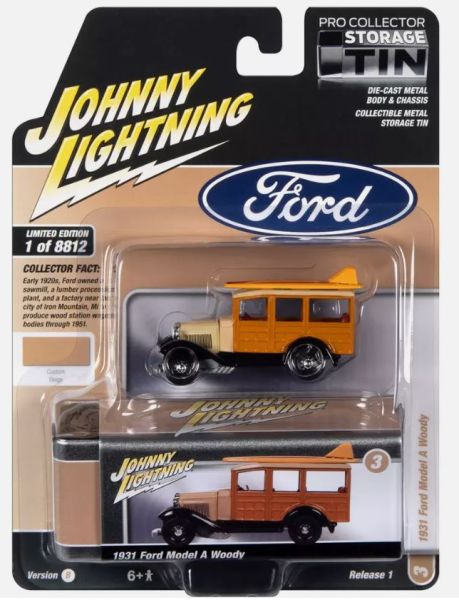 JLCT011-F - FORD Model A Woody 1931 Oranje en beige uit de serie COLLECTOR TINS in blisterverpakking - 1