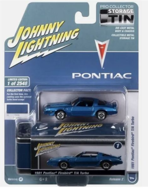 JLCT012-A - PONTIAC Firebird T/A Turbo 1981 Blauw uit de serie COLLECTOR TINS in blisterverpakking - 1