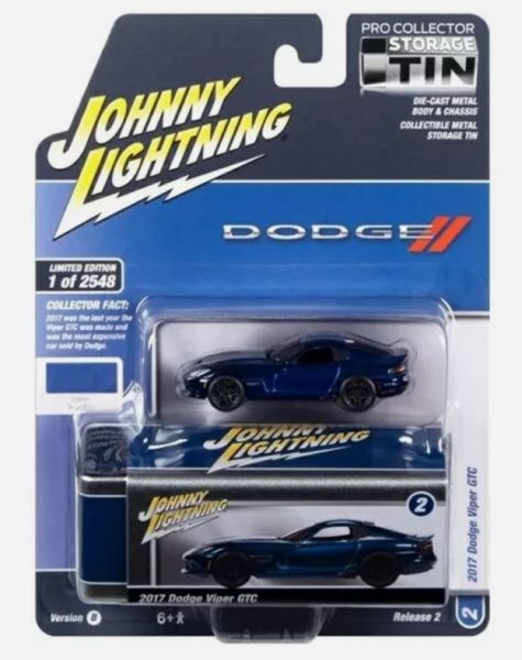 JLCT012-D - DODGE Viper GTC 2017 Blauw uit het assortiment COLLECTOR TINS in blisterverpakking - 1