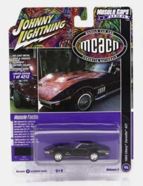 JLMC031B-E - CHEVROLET Corvette 427 1969 Zwart uit de serie MUSCLE CARS 2022 in blisterverpakking - 1