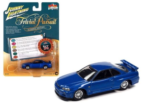 JLPC007-F - NISSAN Skyline GT-R 1999 blauw - TRIVIAL PURSUIT - uit de POP CULTURE 2022 serie in blisterverpakking - 1