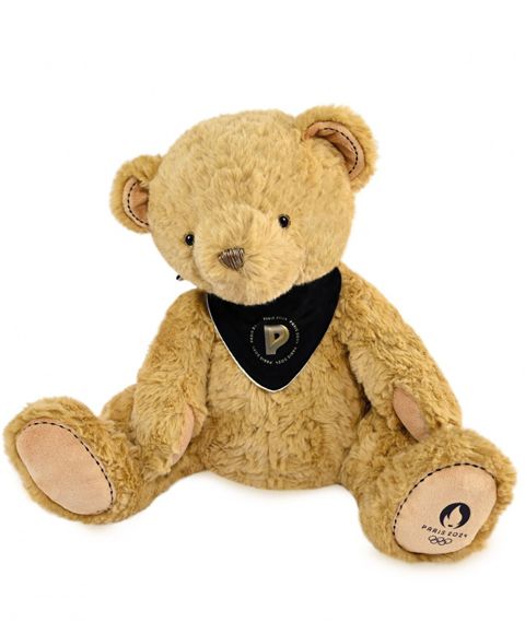 JO2452 - Bruine teddybeer met bandana - Parijs 2024 - 37cm - 1