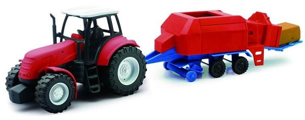 NEW05685A - Rode tractor met balenpers - 1