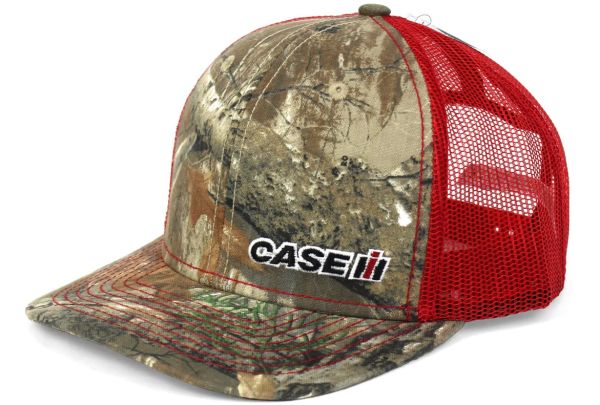 OBT174 - CASE IH Camouflagepet met rugleuning in rood gaas - 1