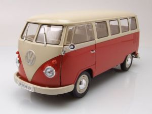 WEL18054ROUGE - VOLKSWAGEN Type 1 bus 1963 Rood en beige