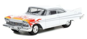 GREEN30362 - PLYMOUTH Belvedere 1957 wit met vlammen in blisterverpakking