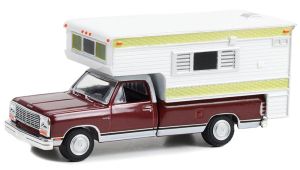 GREEN30409 - DODGE Ram D-250 royal Pick-up rood 1981 met grote camper onder blisterverpakking