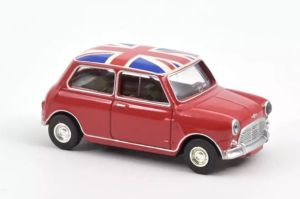 NOREV310521 - MINI COOPER S 1964 rood ruitjesrood met vlag op het dak