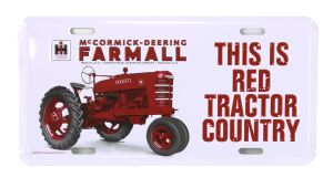 42068 - Metalen plaat IH Farmall M - This is Red Tractor Country - 30 x 15 cm