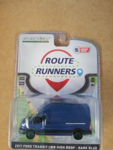 GREEN53050-AVERT - 2017 FORD Transit LWB Hoog Dak blauw ROUTE RUNNERS groene wielen in blisterverpakking