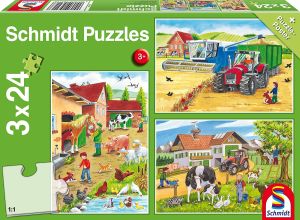 SCM56216 - 3 Boerderij puzzels van 24 stukjes met poster