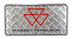 96124 - MASSEY FERGUSON Metalen plaat zilver - 30 x 15 cm