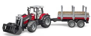 BRU2046 - MASSEY FERGUSON 7480 met houtlader en aanhanger