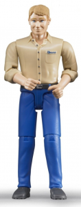 BRU60006 - Blonde man met beige shirt en blauwe broek