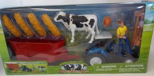 NEW05015 - Boerderijset met boerenkoe blauwe tractor en mixer